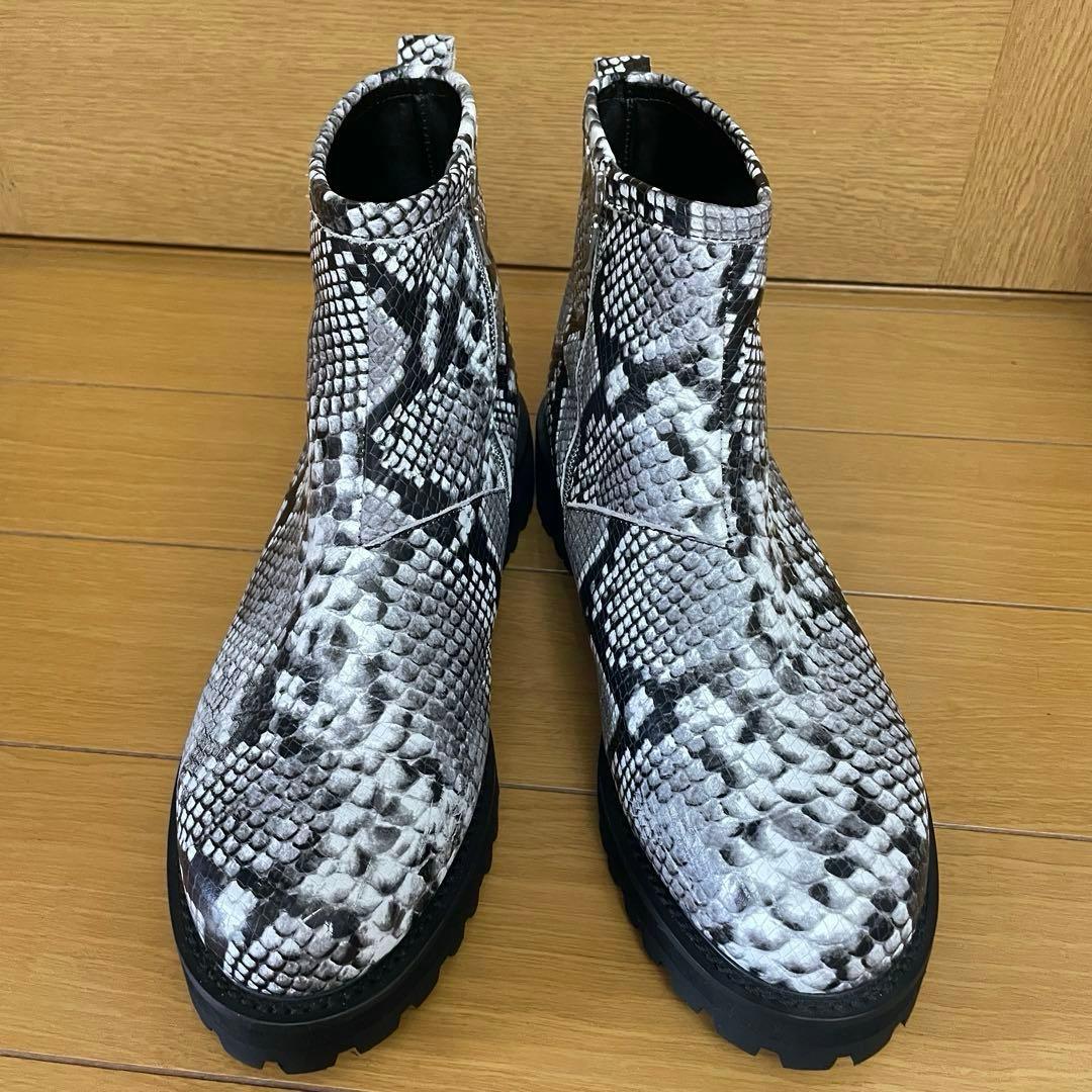 超美品 レア HARE パイソン柄 ショートブーツ レザー サイドジップ 厚底