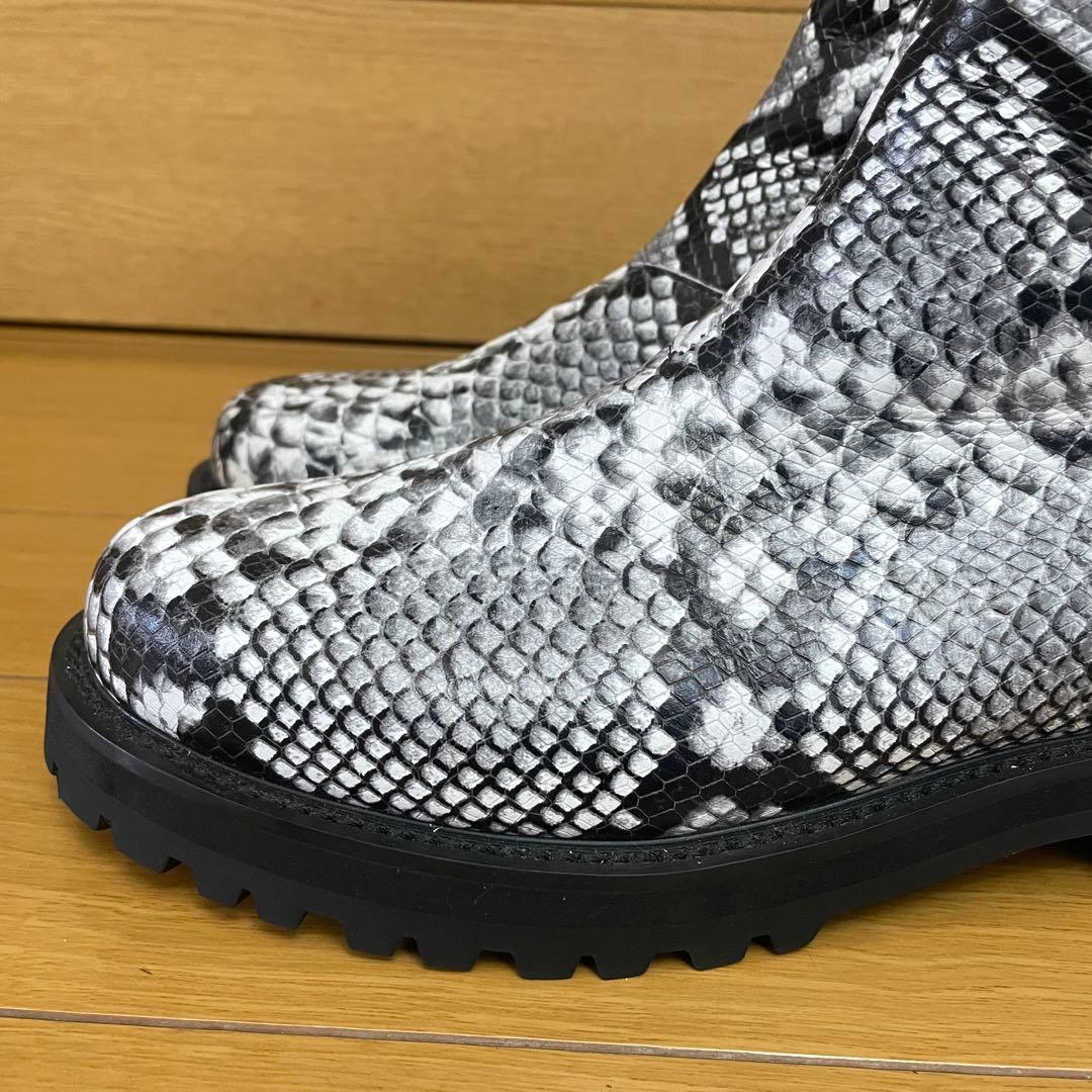 超美品 レア HARE パイソン柄 ショートブーツ レザー サイドジップ 厚底