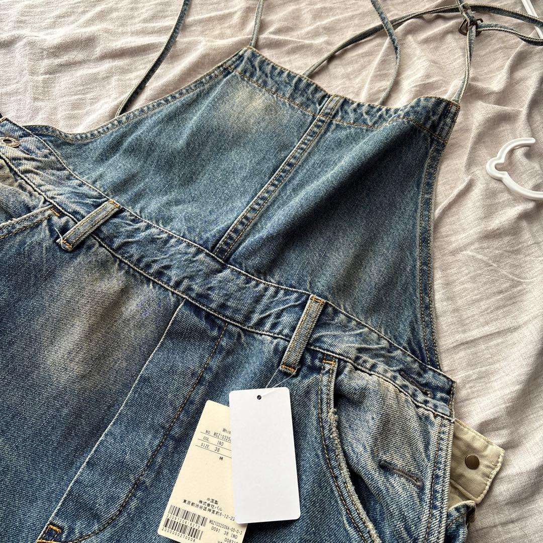 新品 ウィムガゼット デニムサロペット・オーバーオール　38 インディゴブルー