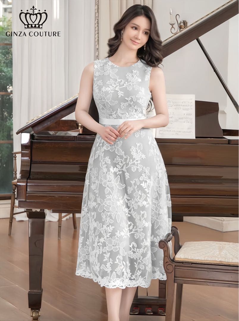 【美品＆即発送】sugar エルケイグレーレース　Aラインドレス7号