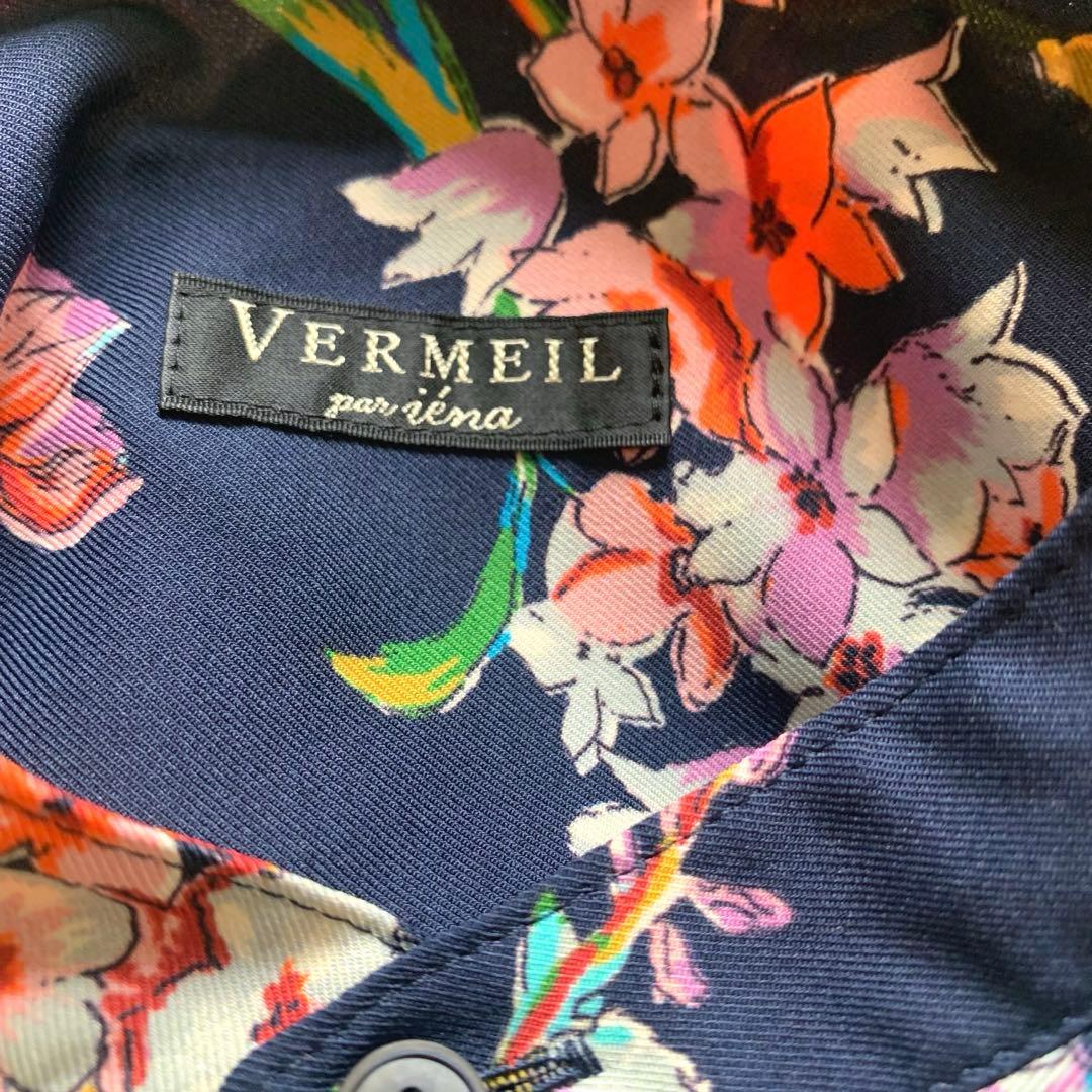 VERMEIL par iena フラワープリント バンドカラーシャツワンピース