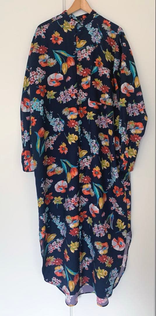 VERMEIL par iena フラワープリント バンドカラーシャツワンピース