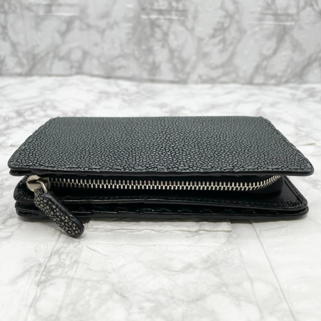 極美品✨L.E.D.BITES 折り財布 スティングレイ ラウンド ブラック