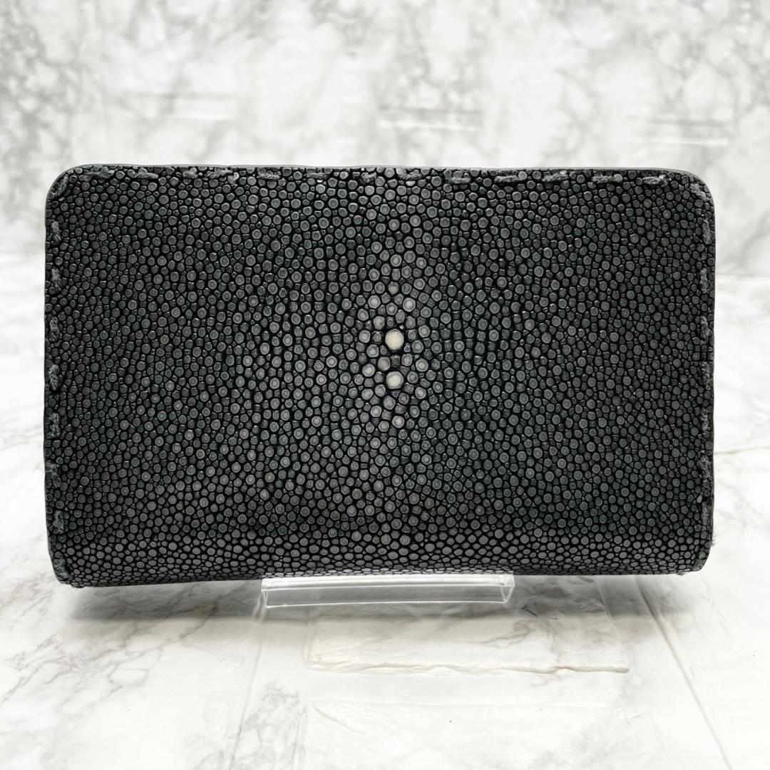 極美品✨L.E.D.BITES 折り財布 スティングレイ ラウンド ブラック