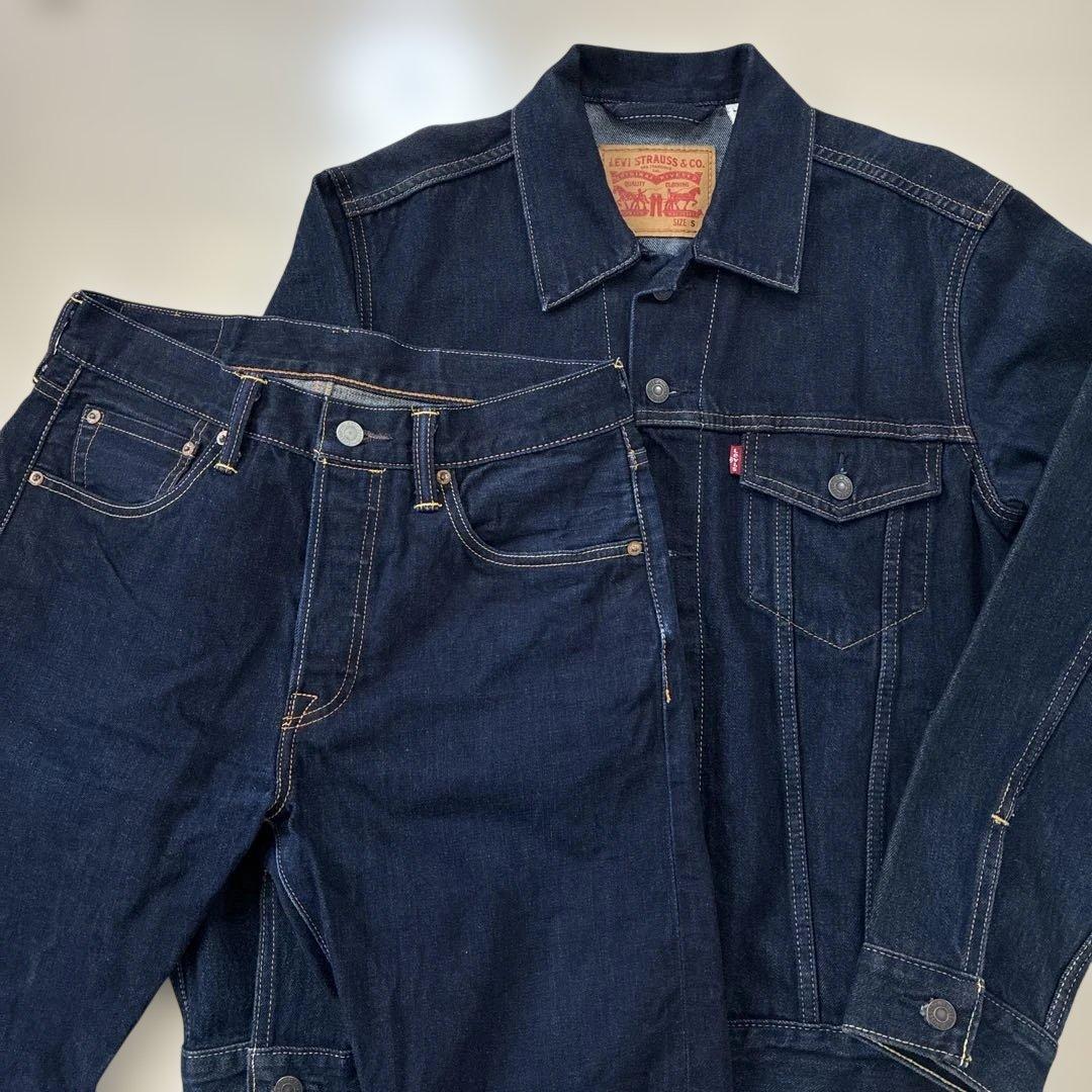 リーバイス　濃紺デニムセットアップ トラッカージャケット 501 W31 赤耳