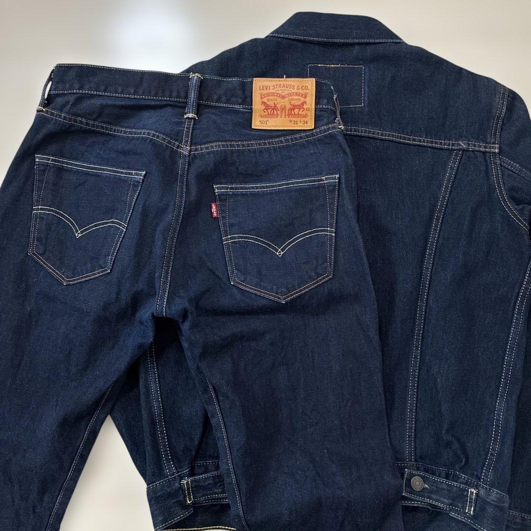 リーバイス　濃紺デニムセットアップ トラッカージャケット 501 W31 赤耳