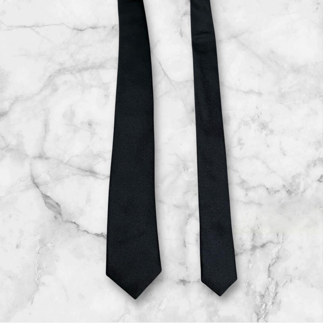 【美品】ヨウジヤマモト　ネクタイ　黒　ソリッド　モード　ナロータイ