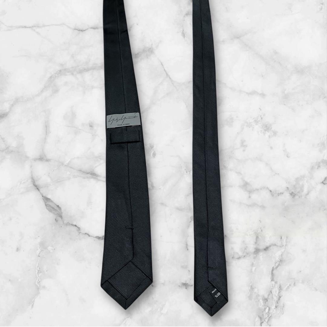 【美品】ヨウジヤマモト　ネクタイ　黒　ソリッド　モード　ナロータイ