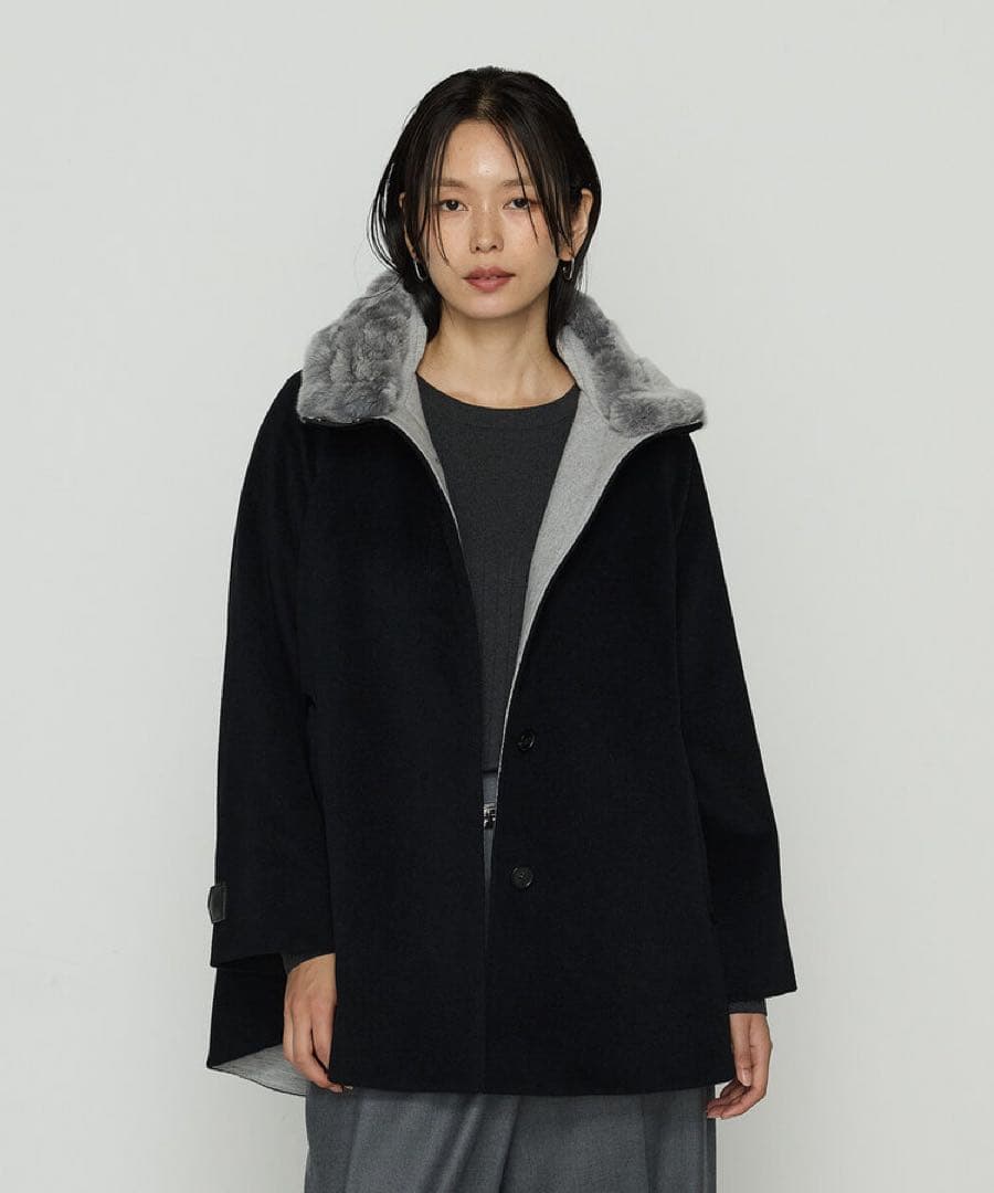 ⭐️とろこげ様⭐️コムサプラチナK.T　アンゴラウール Aラインショートコート