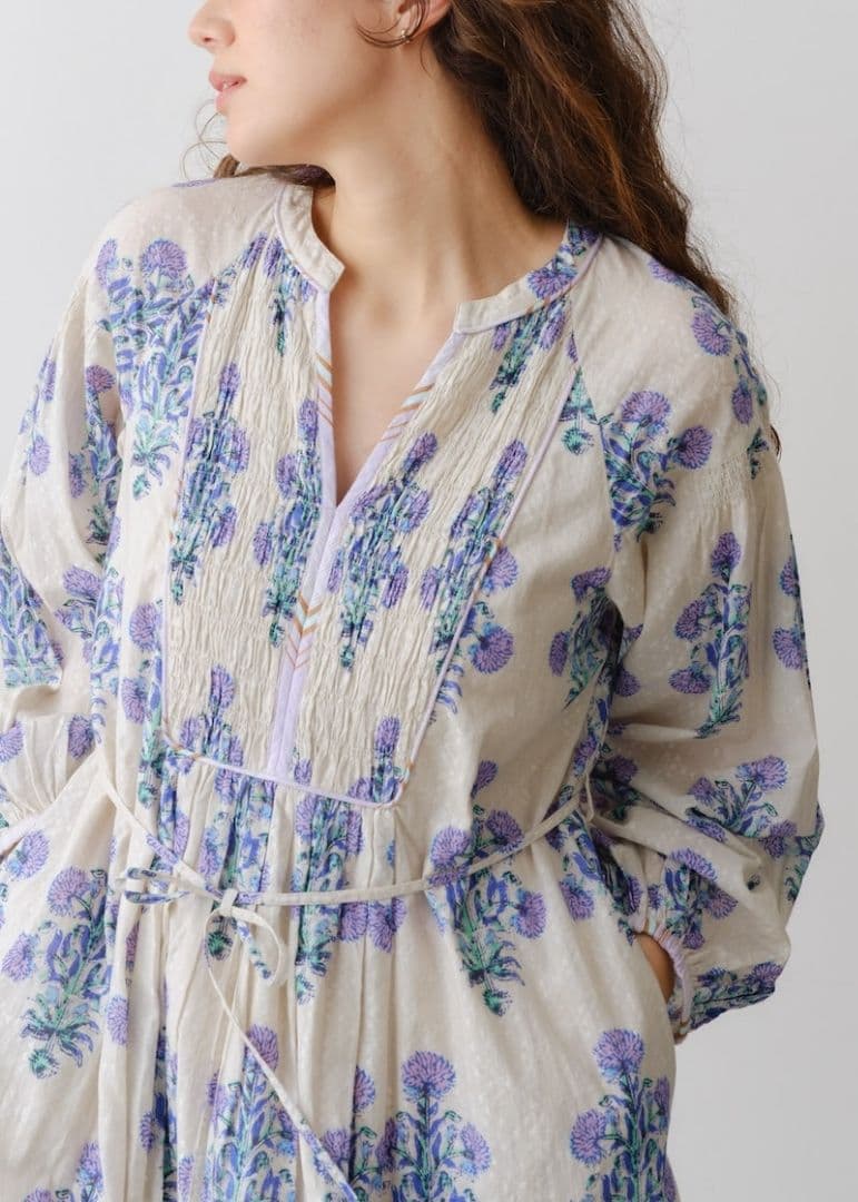 ヌキテパ　コットンジャガードマリーゴールドシャーリングドレス　ワンピース