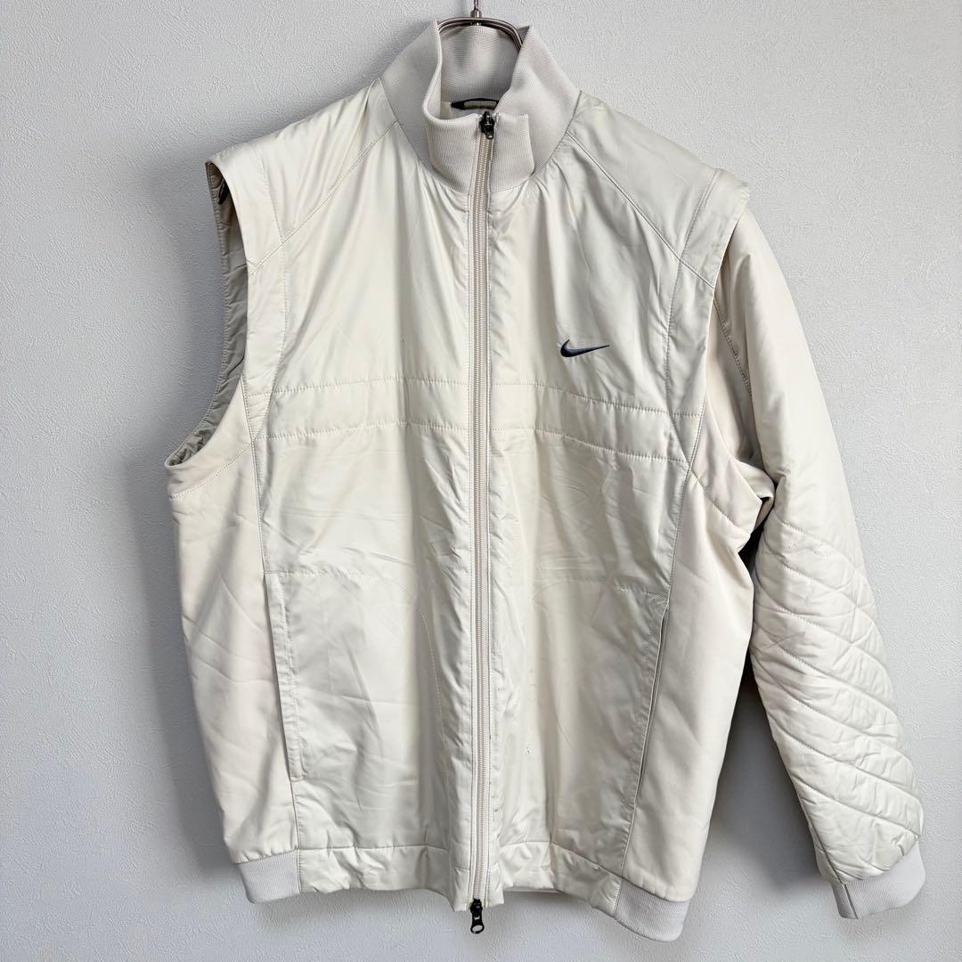 L 白 ナイキ NIKE golf ゴルフ ジャケット ブルゾン 袖取り外し可能