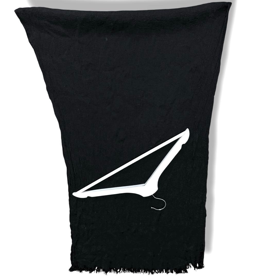 イッセイミヤケ/ホワイトレーベル/シルク/フリンジマフラー/黒/絹