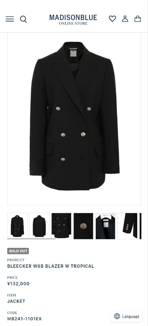 完売品✨美品✨マディソンブルーBLEECKER W6BブレザーブラックMB241