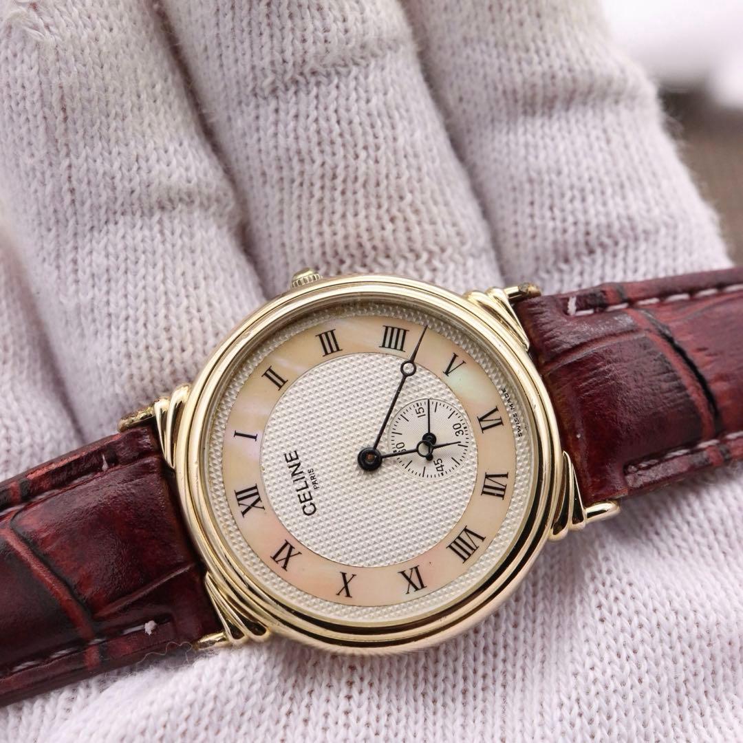 付属品付き【新品電池】CELINE H2903-3/動作品 人気モデル スモセコ