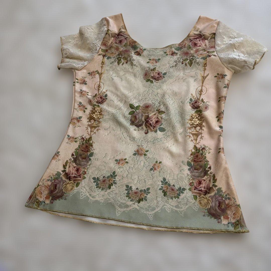 ミハエルネグリン 花柄レース付き半袖チュニック Mサイズ