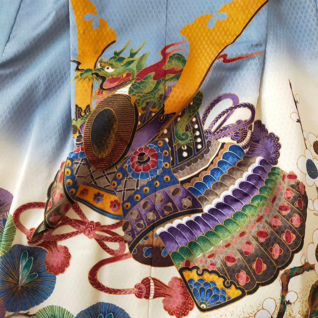 七五三 男の子 5歳 着物 セット 一式 人気 水色 ブルー 兜 梅 0505