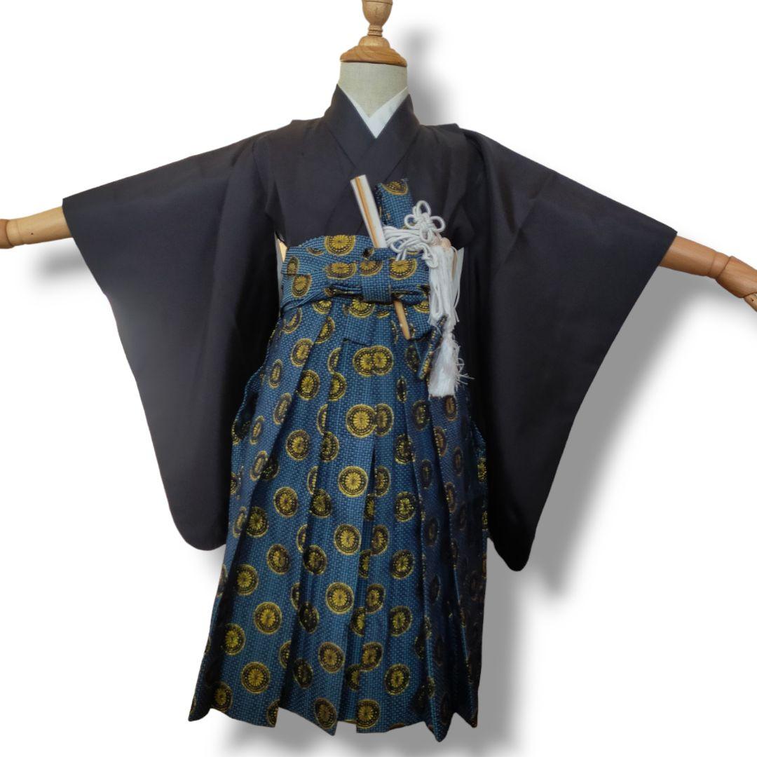 七五三 男の子 5歳 着物 セット 一式 人気 水色 ブルー 兜 梅 0505