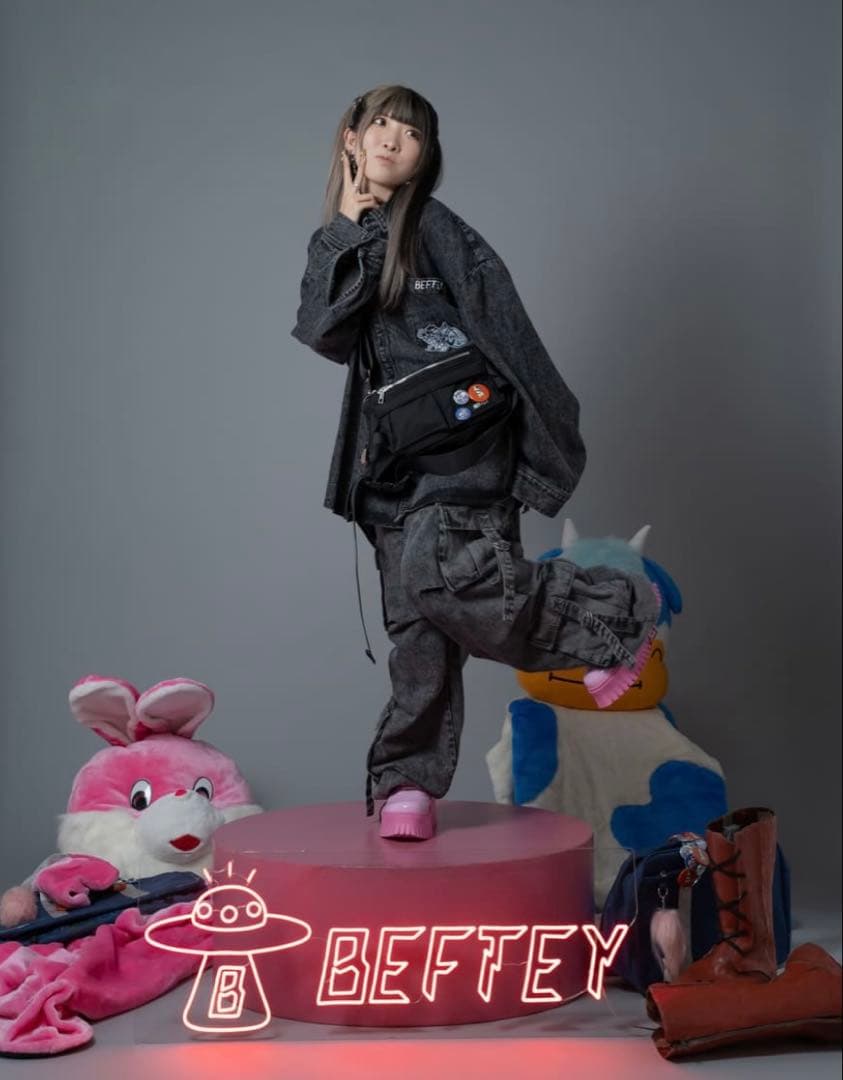 まあたそ　BEFTEY ぽけふぉーギャルワーカーパンツ　カーゴパンツ　デニム　黒