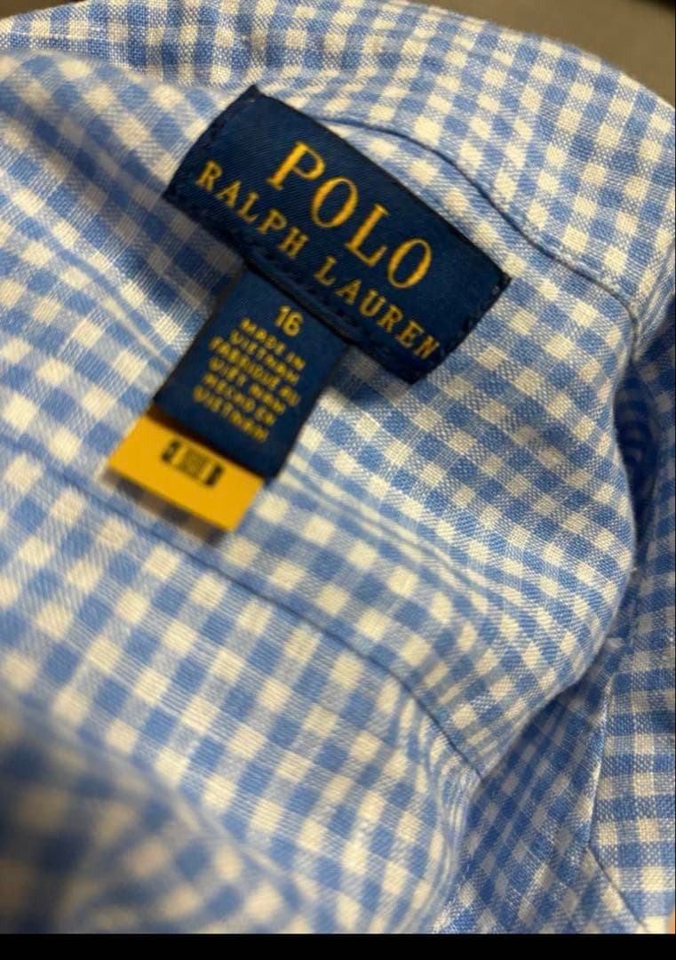 ベルテッド ギンガム リネン ドレス　160