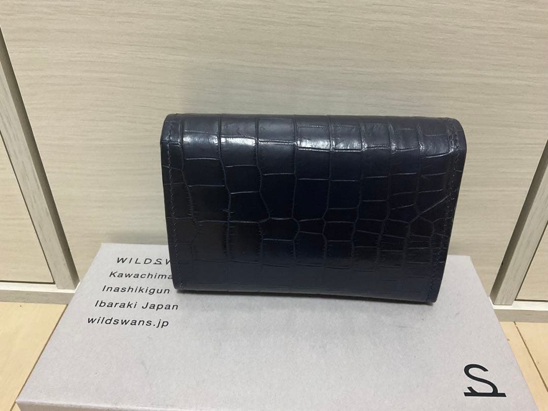 T*i様 藍染ネイビー　クロコ　ポロサスレザー製二つ折り財布