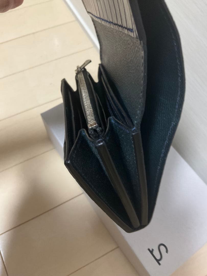 T*i様 藍染ネイビー　クロコ　ポロサスレザー製二つ折り財布