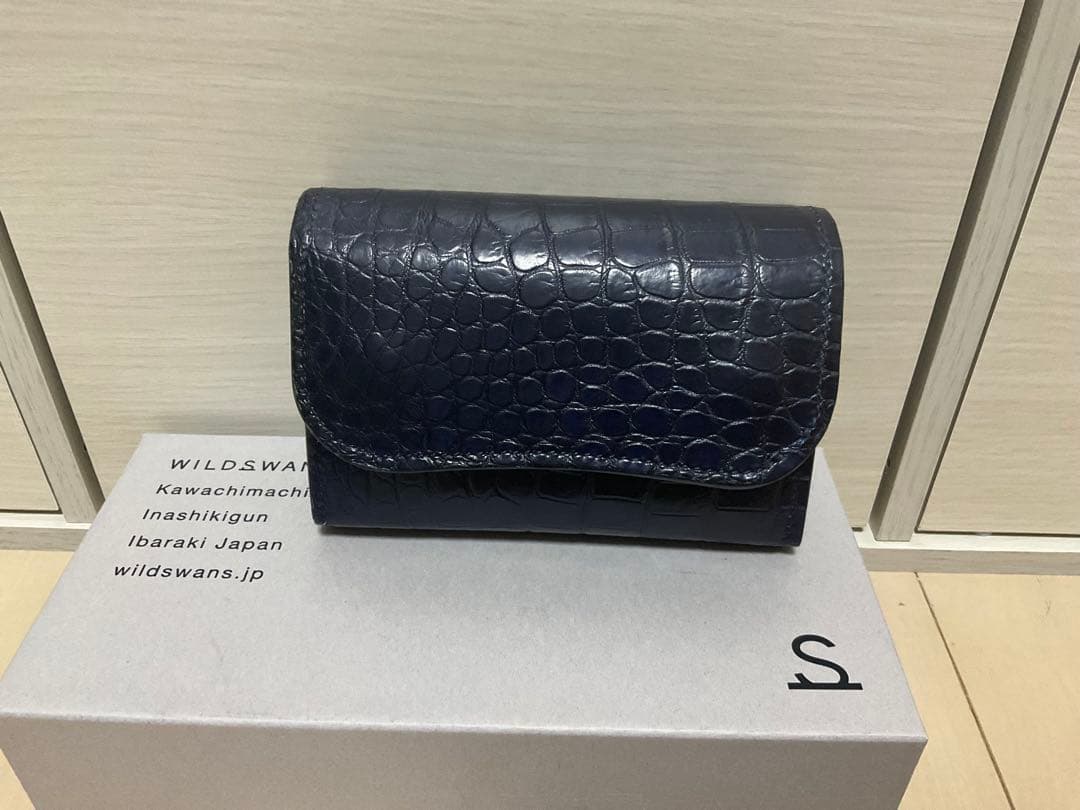 T*i様 藍染ネイビー　クロコ　ポロサスレザー製二つ折り財布