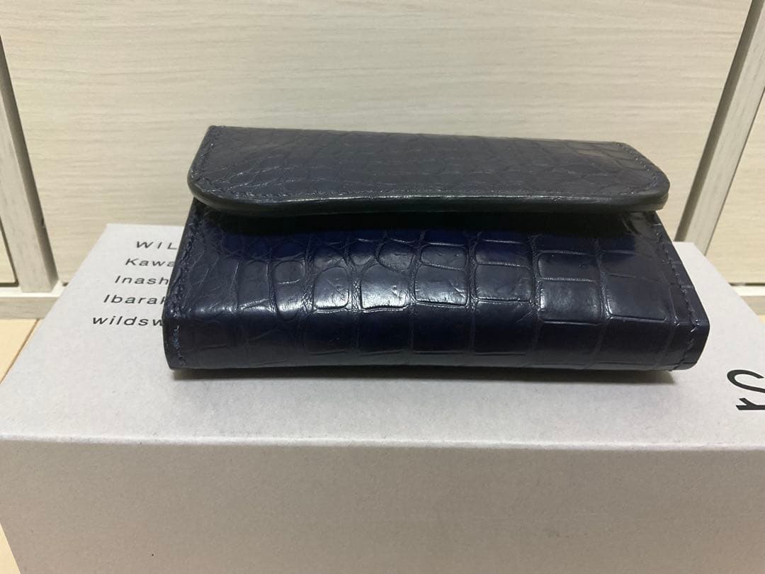 T*i様 藍染ネイビー　クロコ　ポロサスレザー製二つ折り財布