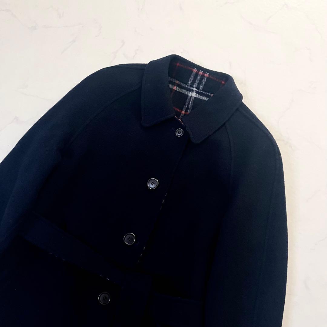 バーバリーズ　リバーシブル　ベルテッドコート　ネイビー　M相当