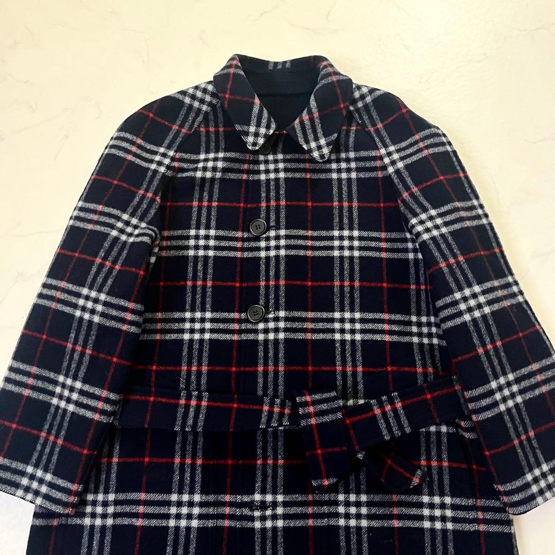 バーバリーズ　リバーシブル　ベルテッドコート　ネイビー　M相当