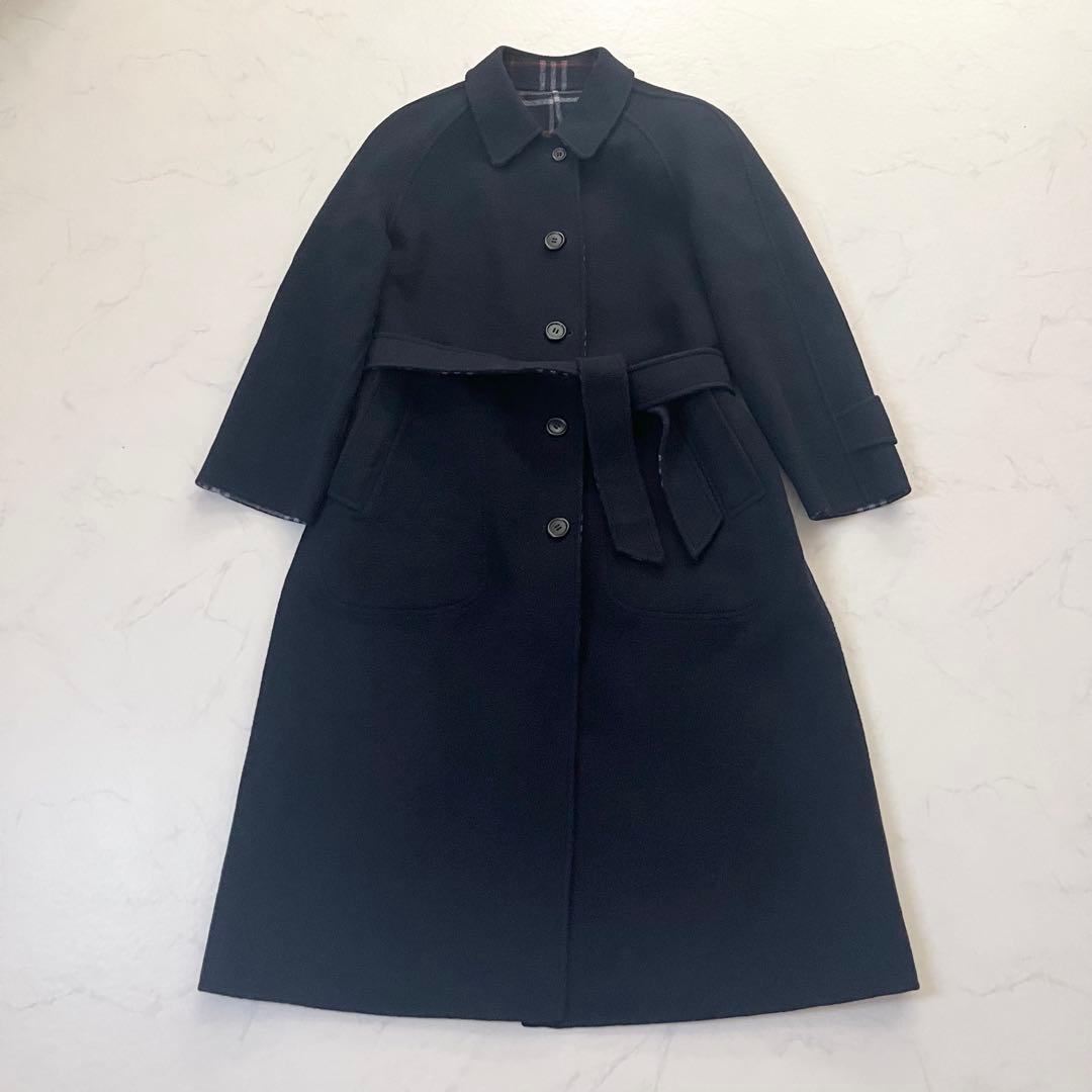 バーバリーズ　リバーシブル　ベルテッドコート　ネイビー　M相当