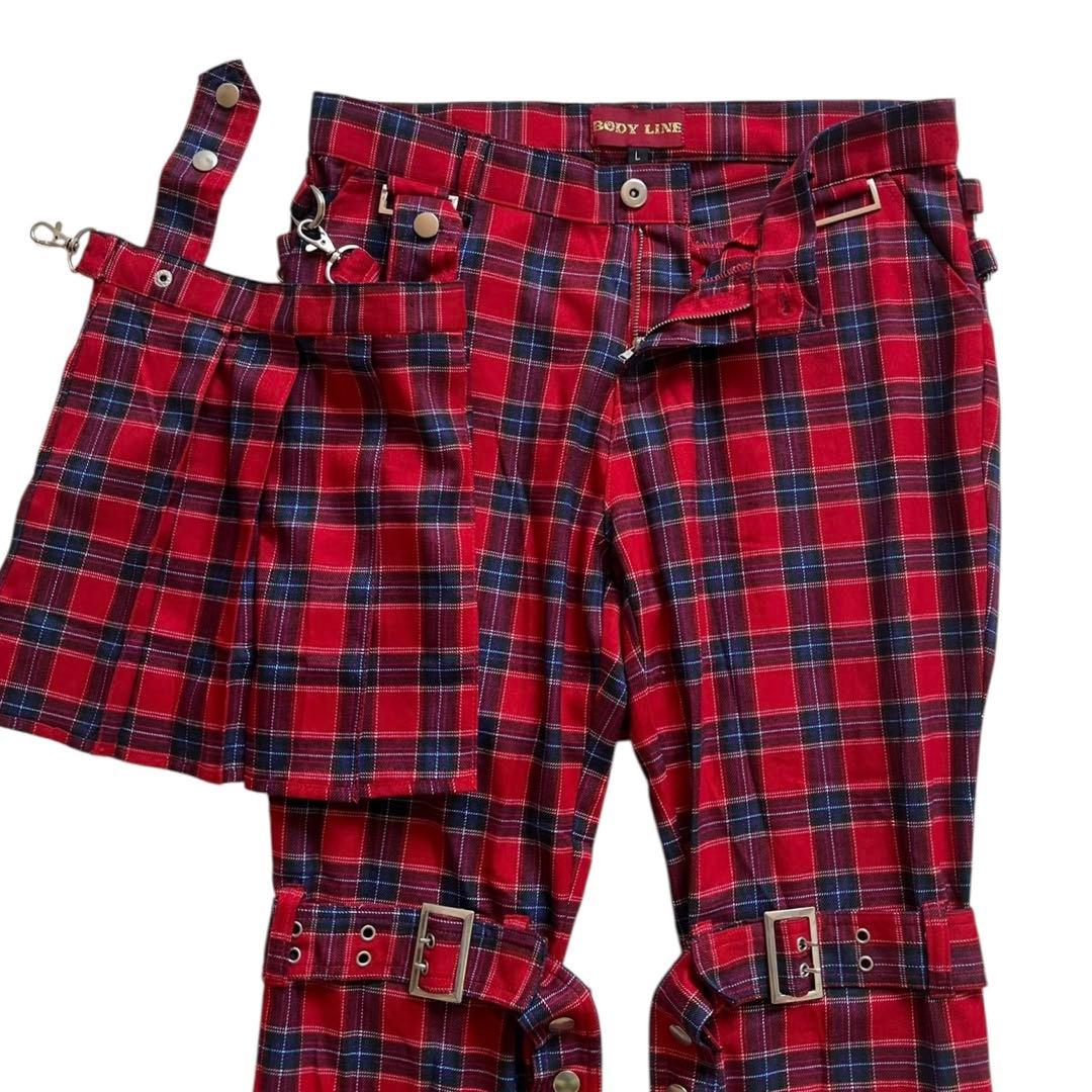 00s BODY LINE ボンテージ チェック パンツ PUNK ユニセックス
