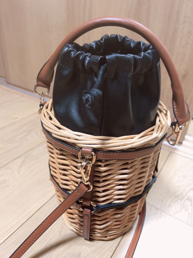 HIAND ラタンカゴバッグ　美品