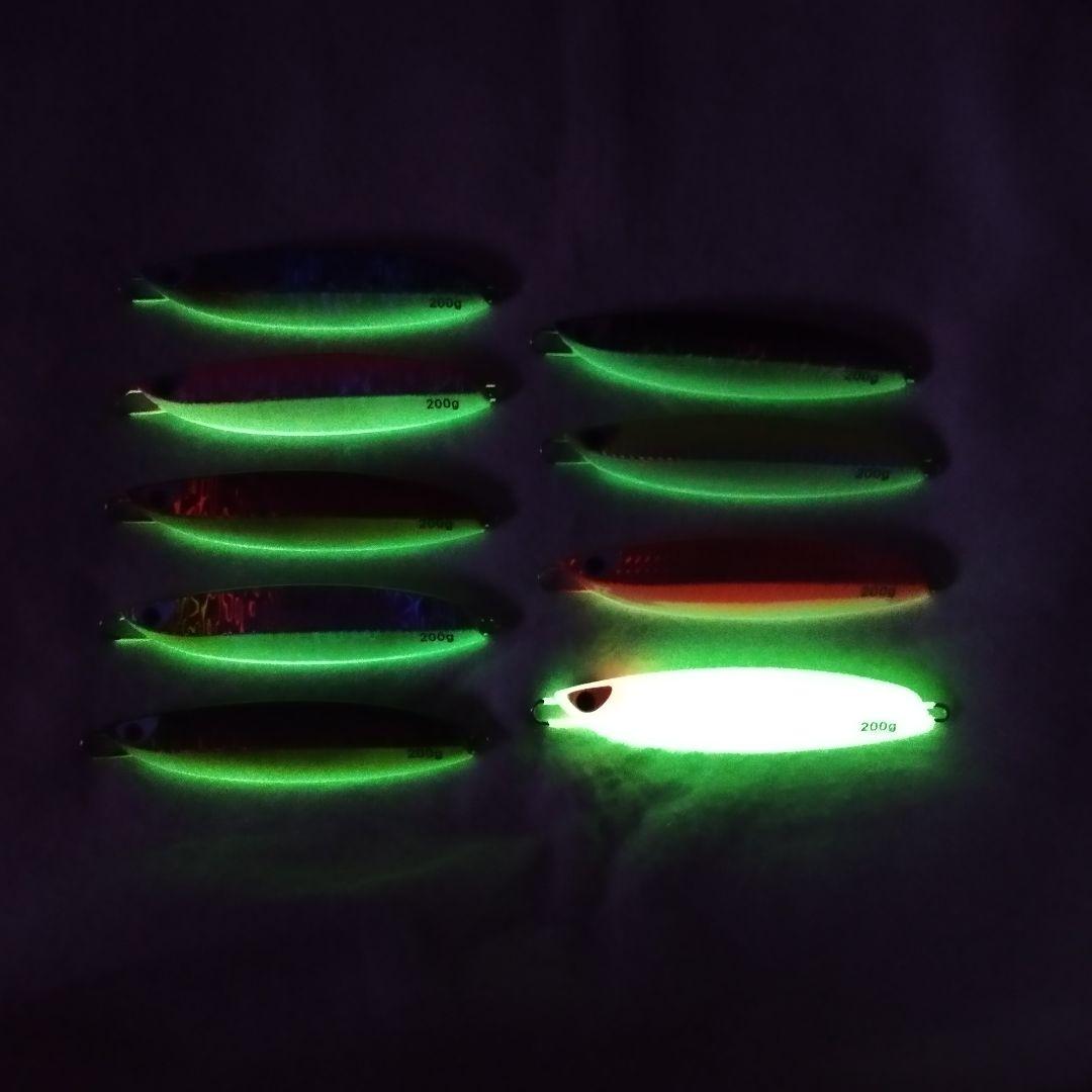 ７本 セット 200g メタルジグ クイックゼロワン 形状 グロー 夜光 伊勢湾