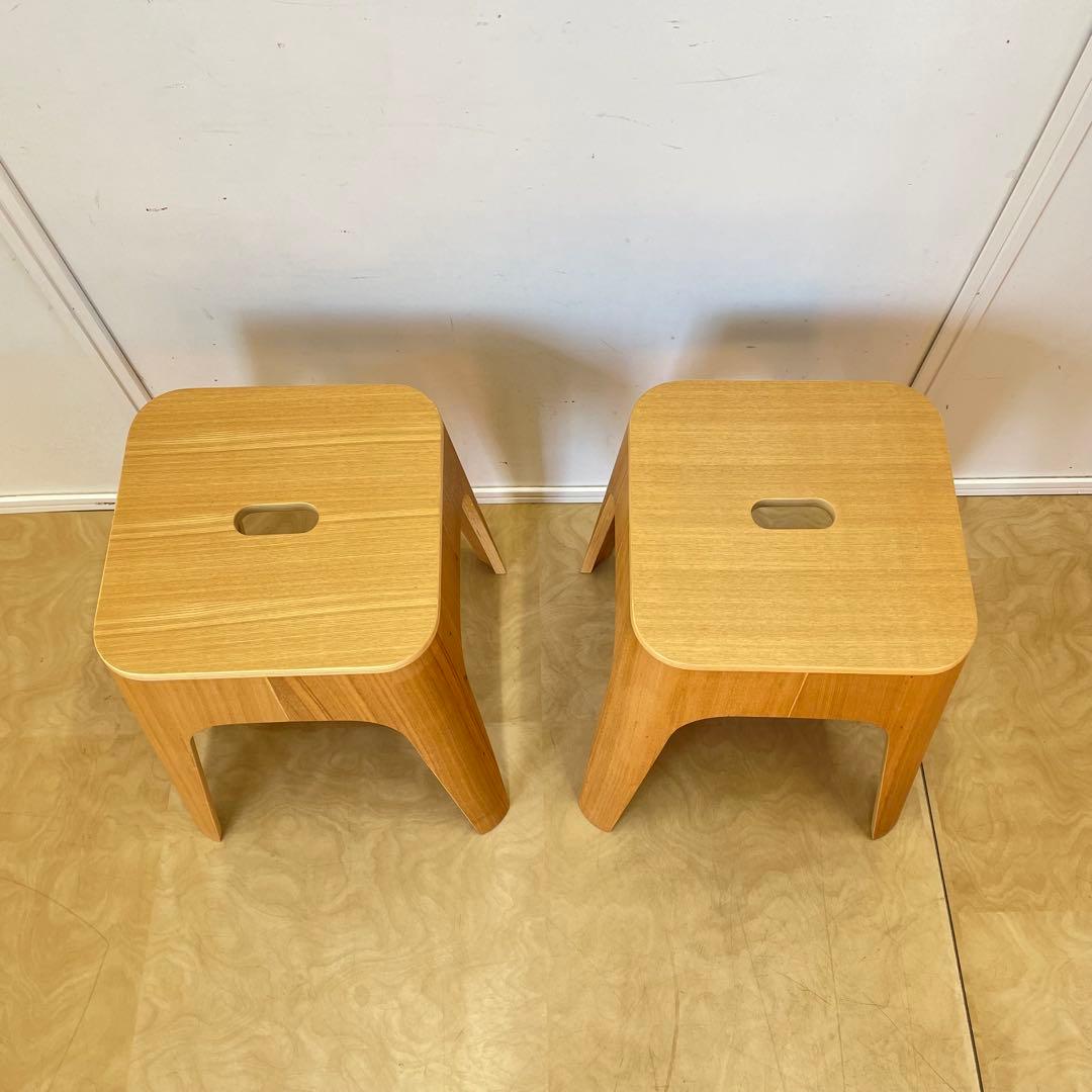 Francfranc スツール2脚 スタッキング椅子 チェア フランフラン 木製