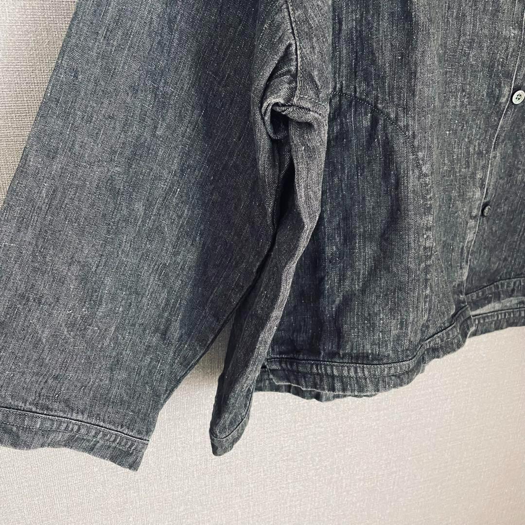 ✨未使用級✨2024ネストローブ リネンブラックデニムシャツ ロゴボタンＦ