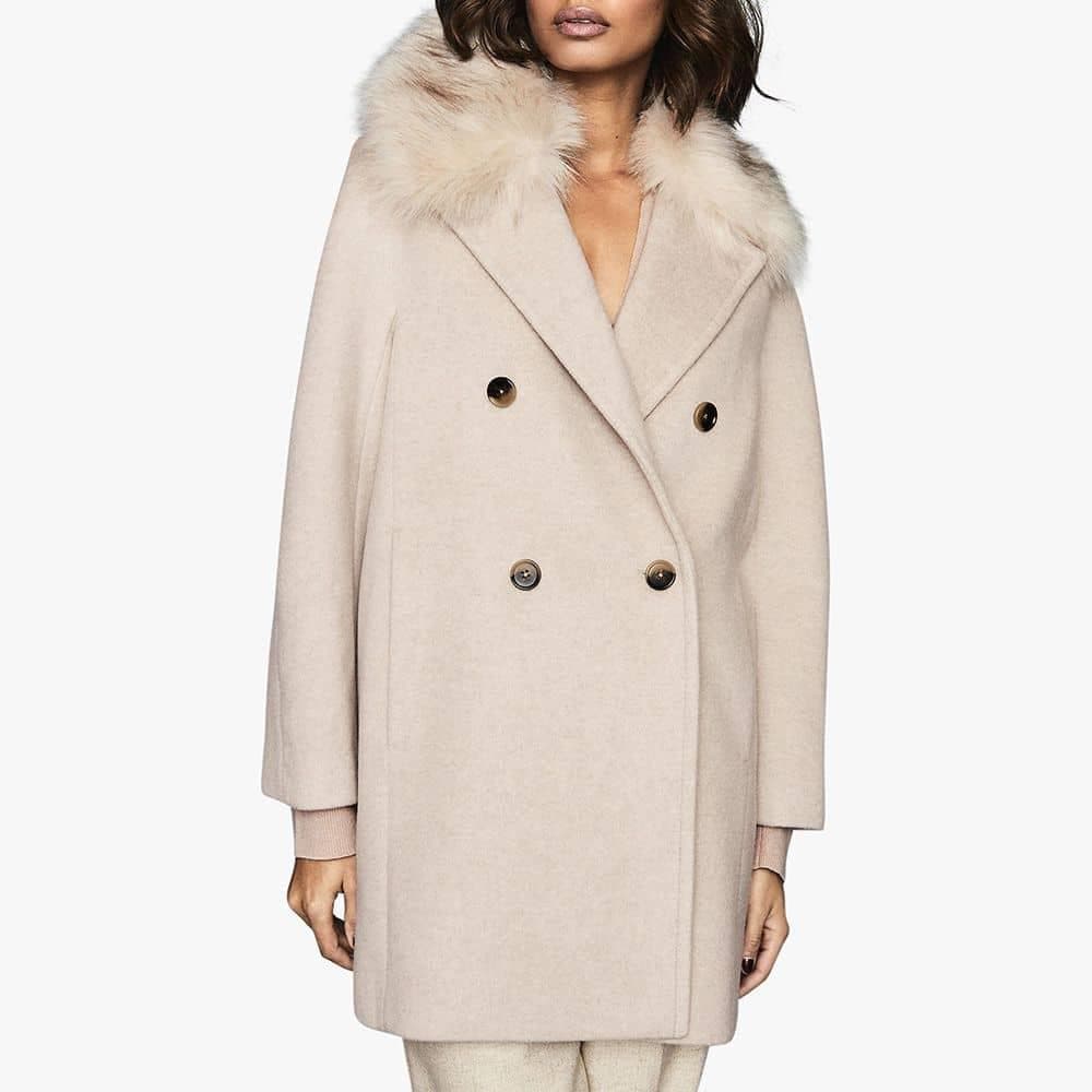 新品送料無料UK12/US8リースREISS lawsonウールコートベージュ