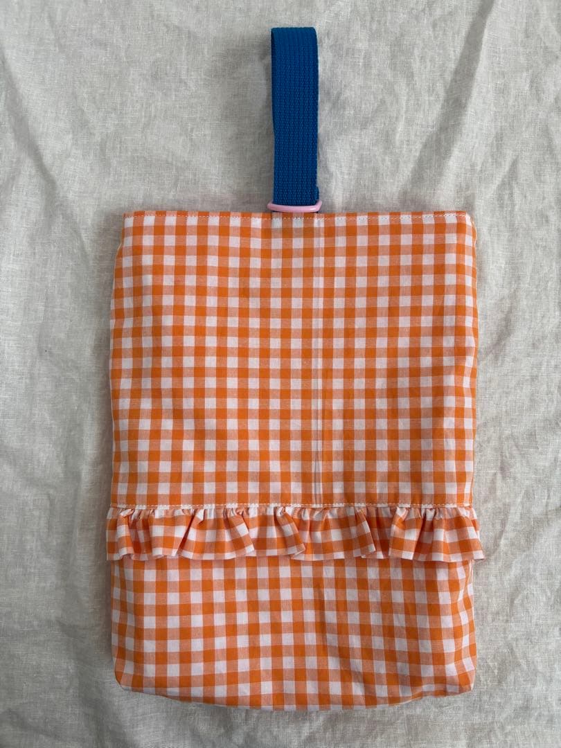 【あり】緑ギンガムチェック　レッスンバッグ　上履き入れ　入園入学2点セット