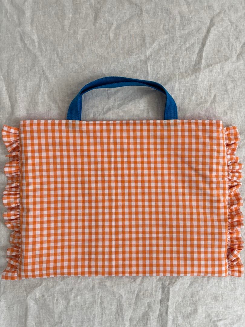 【あり】緑ギンガムチェック　レッスンバッグ　上履き入れ　入園入学2点セット