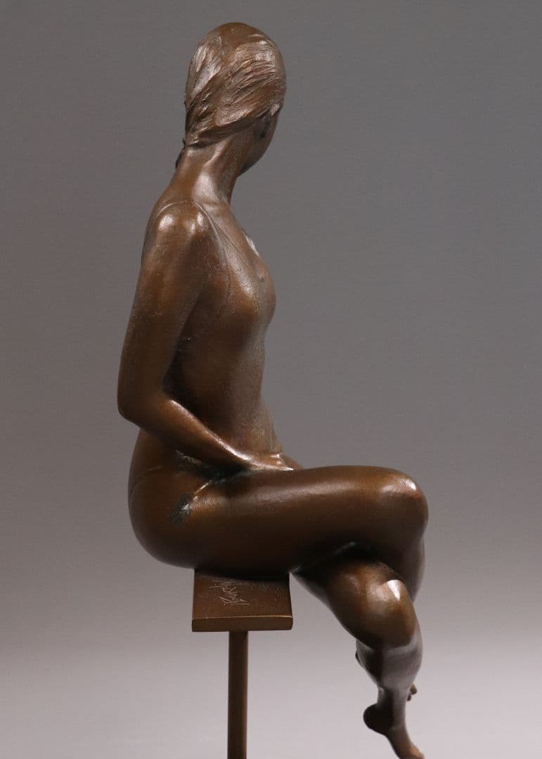 大道寺光弘「透明の時」ブロンズ像 銅像 高36㎝ 女性 洋風 置物 MA43