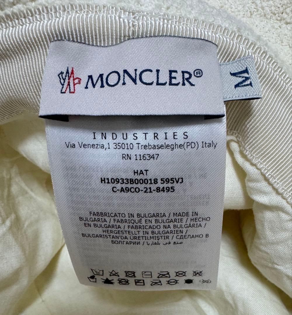モンクレール　MONCLER バケット　ハット　白　ホワイト　M 帽子　キャップ
