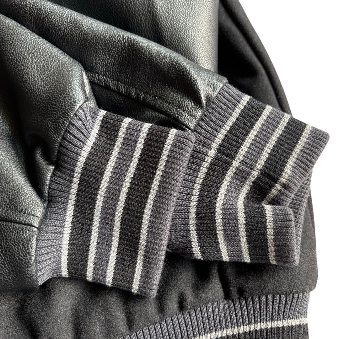 【極美品】X-GIRL エックスガール　￼スタジャン　ワッペン　袖レザー切替　黒