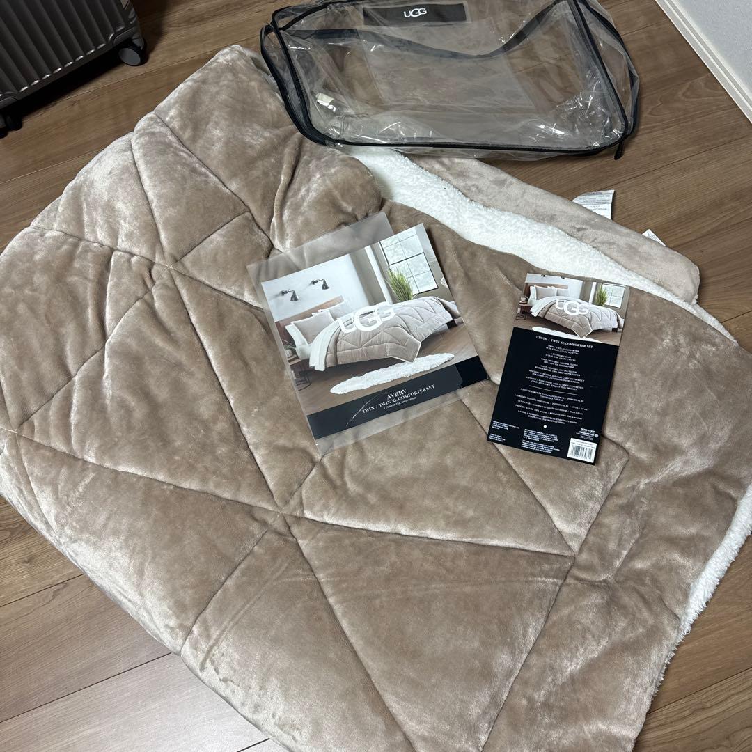 I日だけセール！UGG ベージュ ツイン　XL毛布、枕カバー