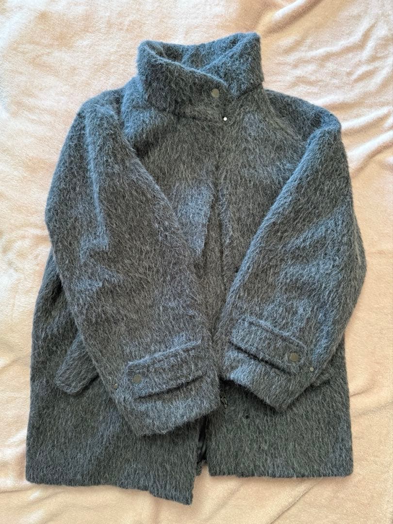 にゃ【超美品】Ray BEAMS シャギー スタンドカラー ハーフコート