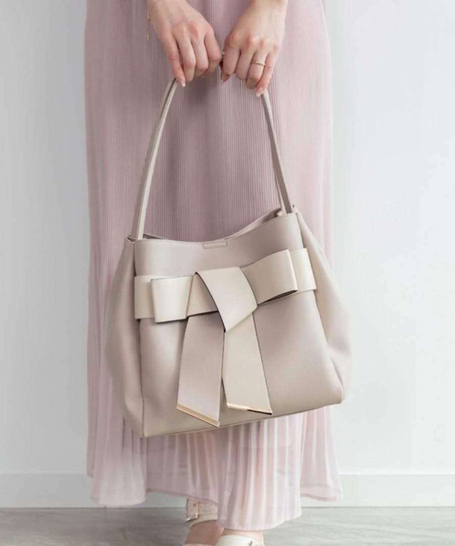 RANDA 【A4対応】リボントートバッグ ベージュ