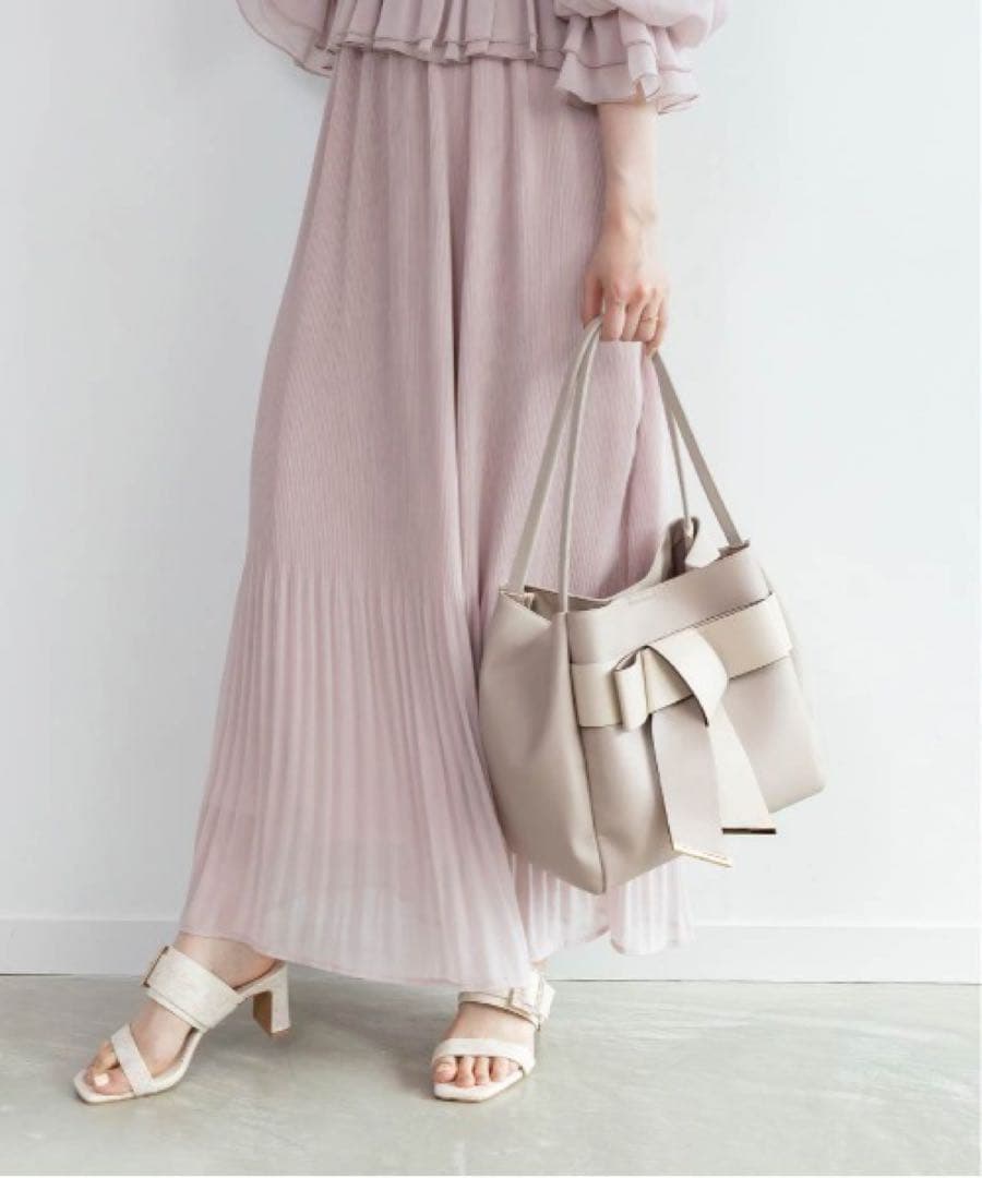 RANDA 【A4対応】リボントートバッグ ベージュ