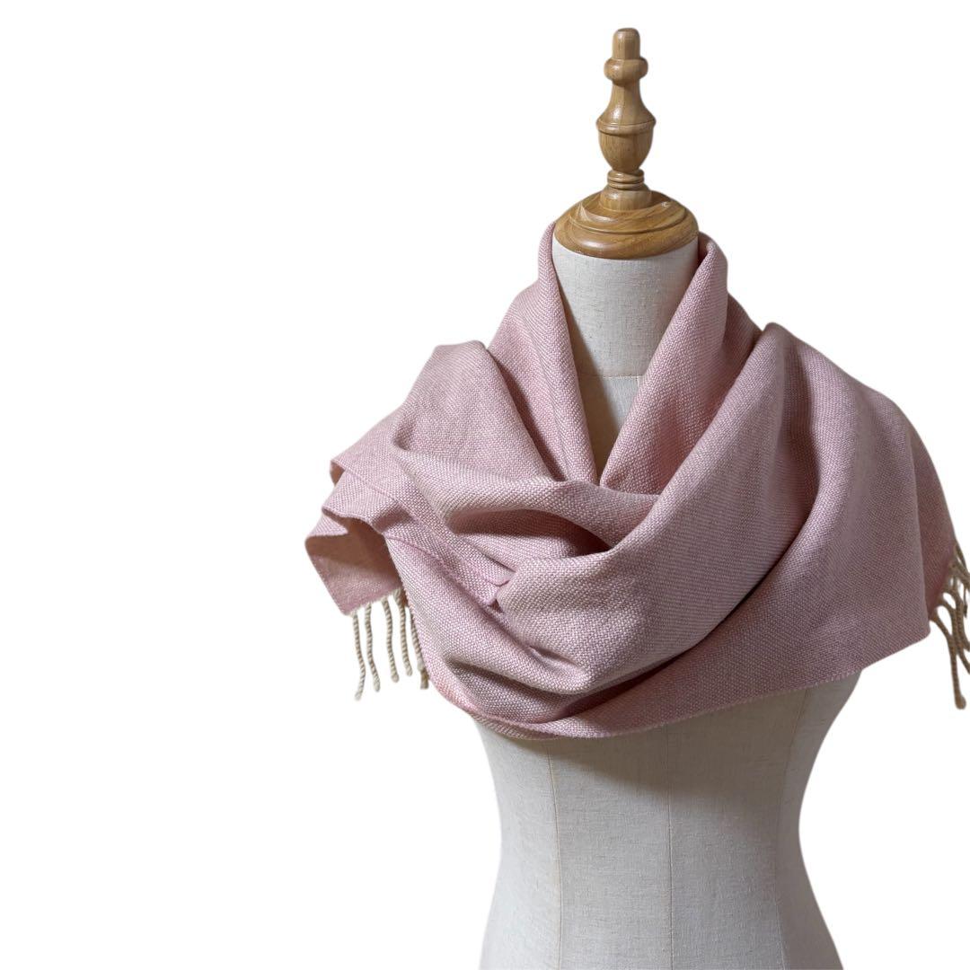 FENDI マフラー ピンク ウール ロゴ入りイタリア製