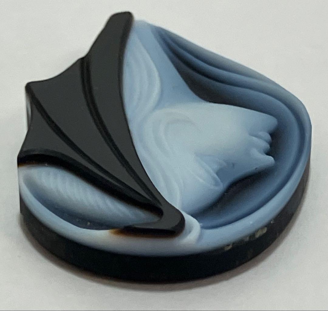 【エルヴィン・ポーリー】ストーンカメオ 作家サイン 女性 横顔 パーツ 1個