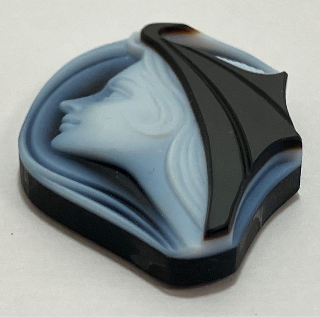 【エルヴィン・ポーリー】ストーンカメオ 作家サイン 女性 横顔 パーツ 1個