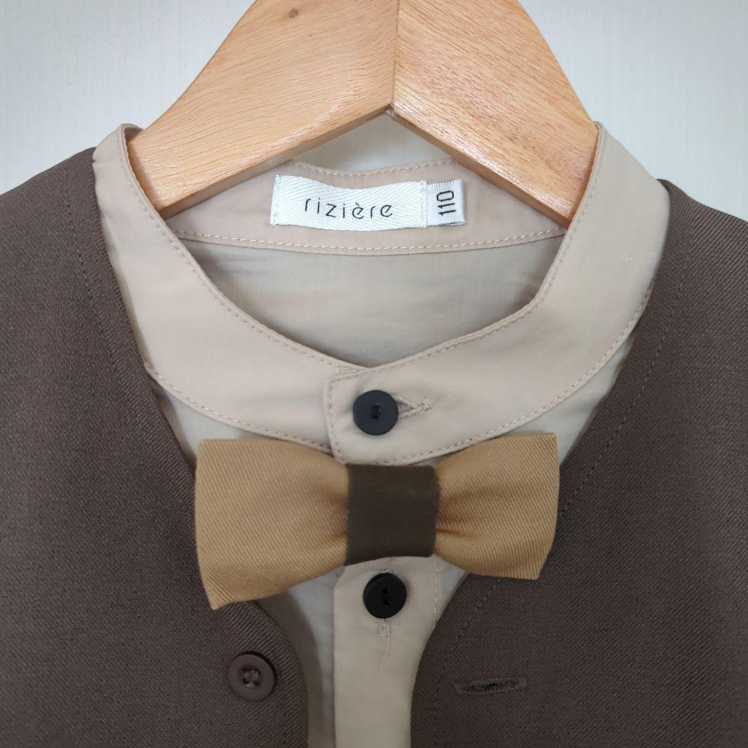 リジェール ノーカラージャケットセットアップ バンドカラーシャツ 蝶ネクタイ 靴