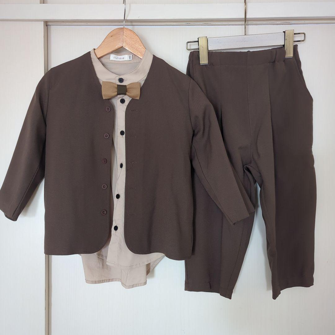 リジェール ノーカラージャケットセットアップ バンドカラーシャツ 蝶ネクタイ 靴